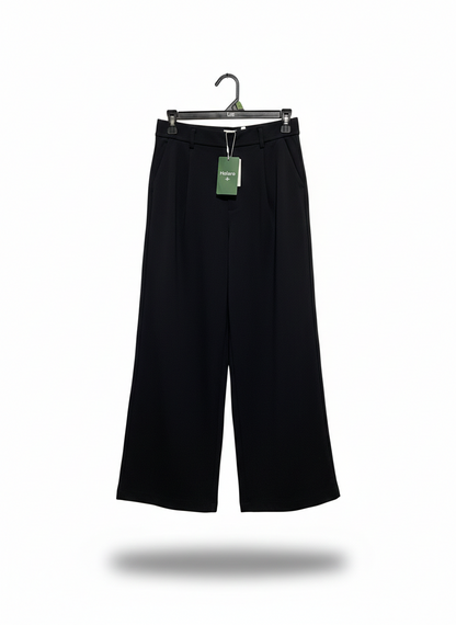 HALARA |S| WAIST 28| CLASSIC BLACK WIDE-LEG TAILORED TROUSERS