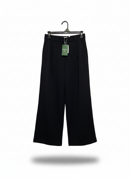 HALARA |S| WAIST 28| CLASSIC BLACK WIDE-LEG TAILORED TROUSERS