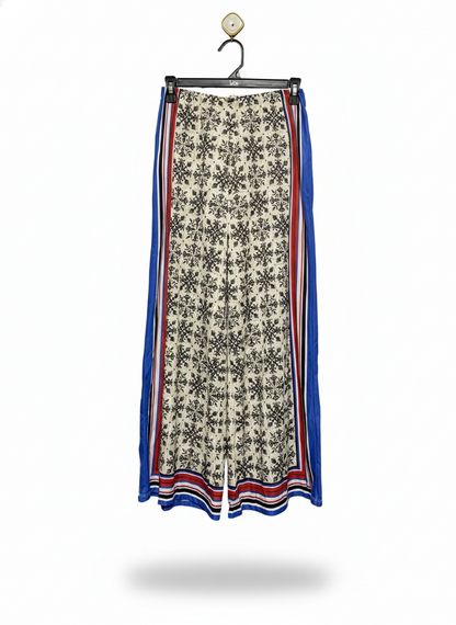ZARA |S| WAIST 26| ORNATE GEOMETRIC PRINT WIDE-LEG TROUSERS