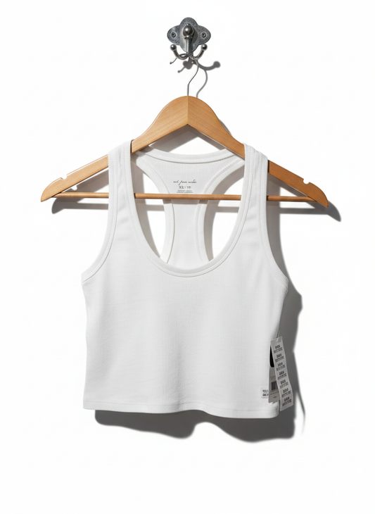 OUT FROM UNDER|XS|BUST 11.5|White Ribbed Cropped Tank Top