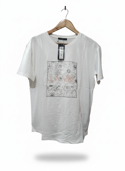 M&S White T-Shirt ith A Floral Graphic Print