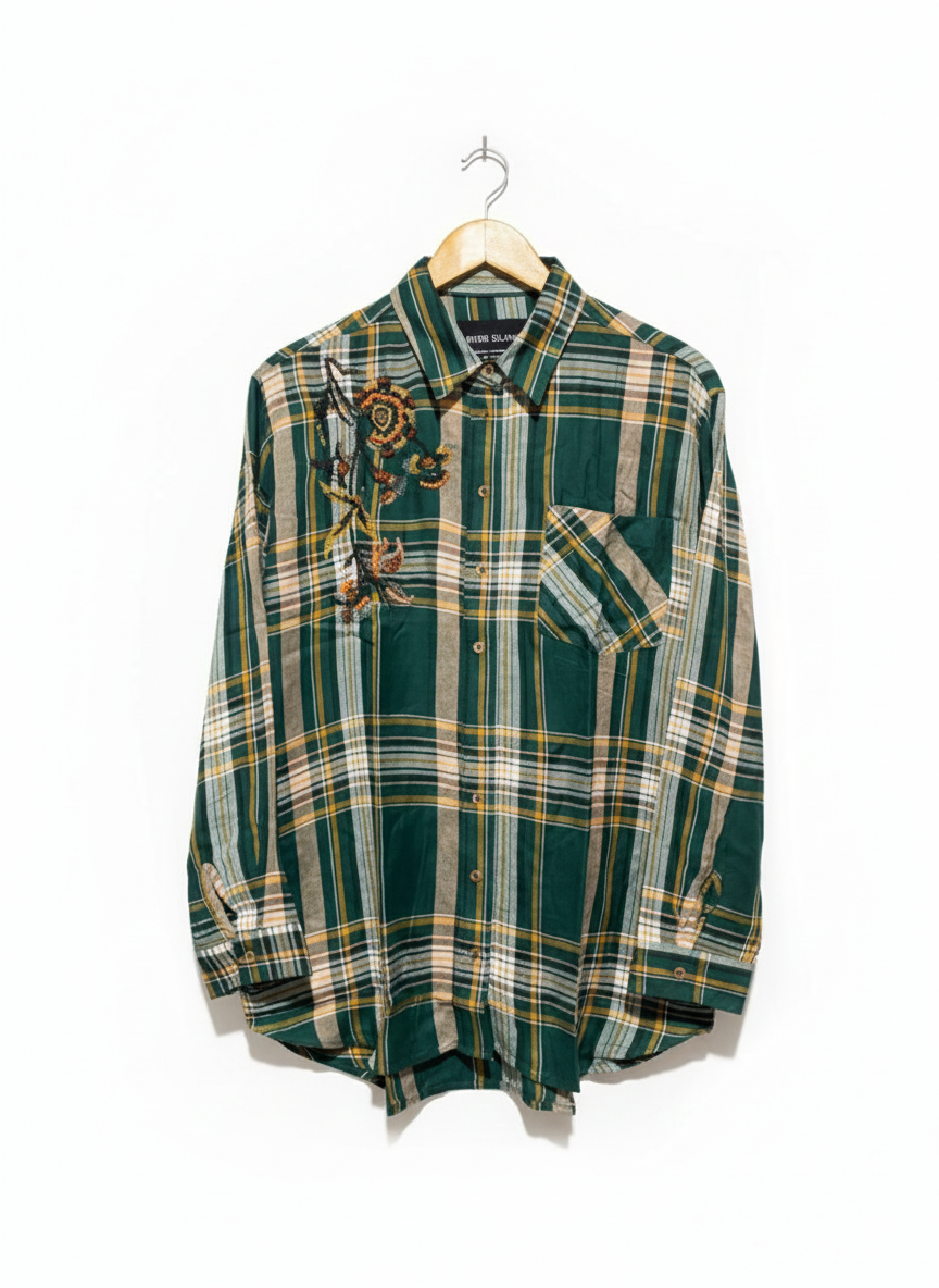RIVER ISLAND |L\XL| BUST 23| Oversized Green Plaid Flannel Shirt