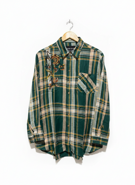 RIVER ISLAND |L\XL| BUST 23| Oversized Green Plaid Flannel Shirt