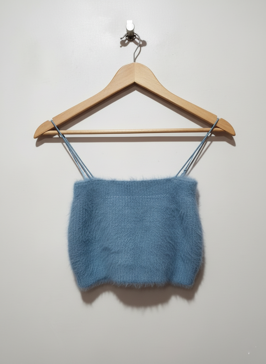Zara Blue Fuzzy Crop/Tube Top