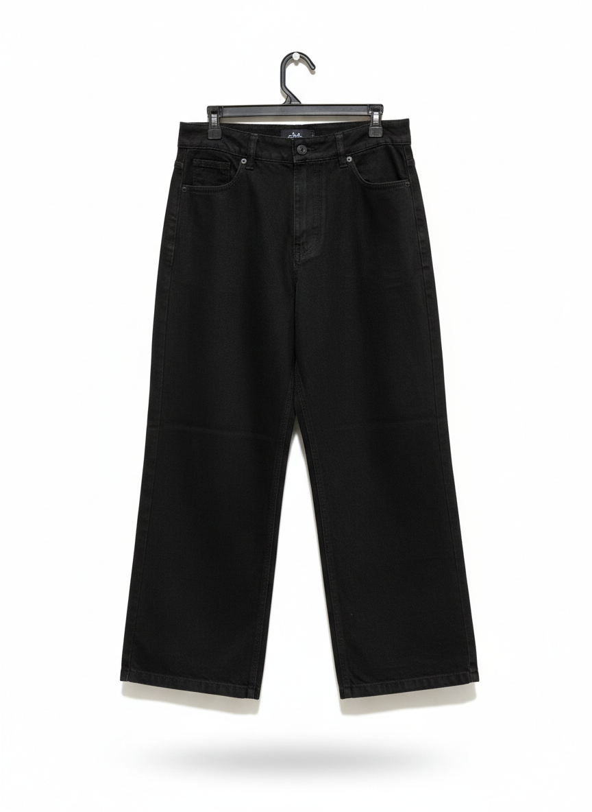 DOTTI |XL| WAIST 32 |B14|Black, High-Waisted, Wide-Leg Denim Jeans