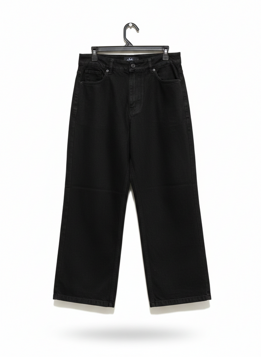 DOTTI |XL| WAIST 32 |B14|Black, High-Waisted, Wide-Leg Denim Jeans