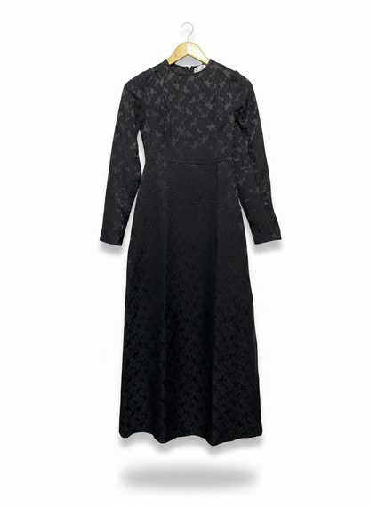 NIICE |S| BUST 14| C5| BLACK TEXTURED HIGH-NECK MAXI DRESS