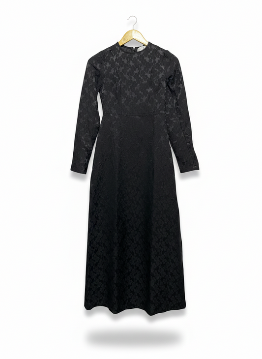 NIICE |S| BUST 14| C5| BLACK TEXTURED HIGH-NECK MAXI DRESS