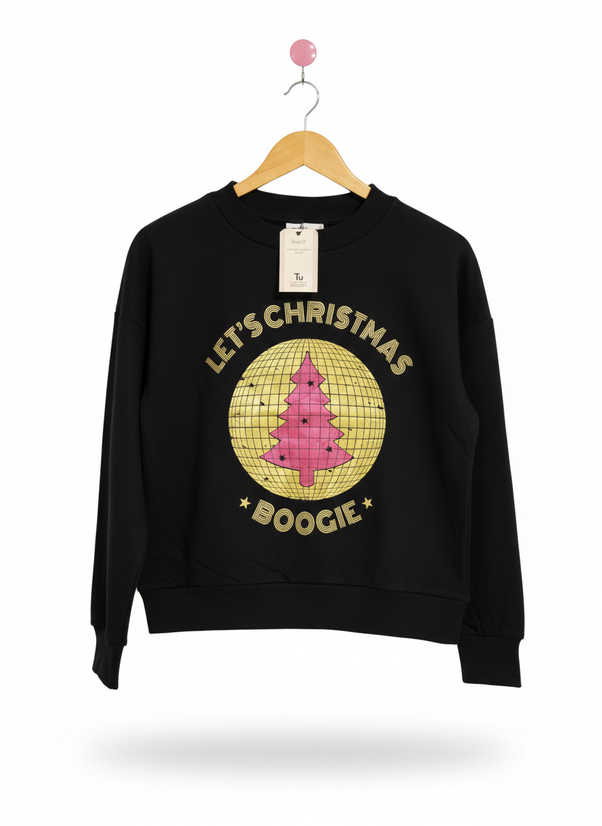 TU WOMAN|S|BUST 19| Holiday Sweatshirt, Large, Let's Christmas Boogie