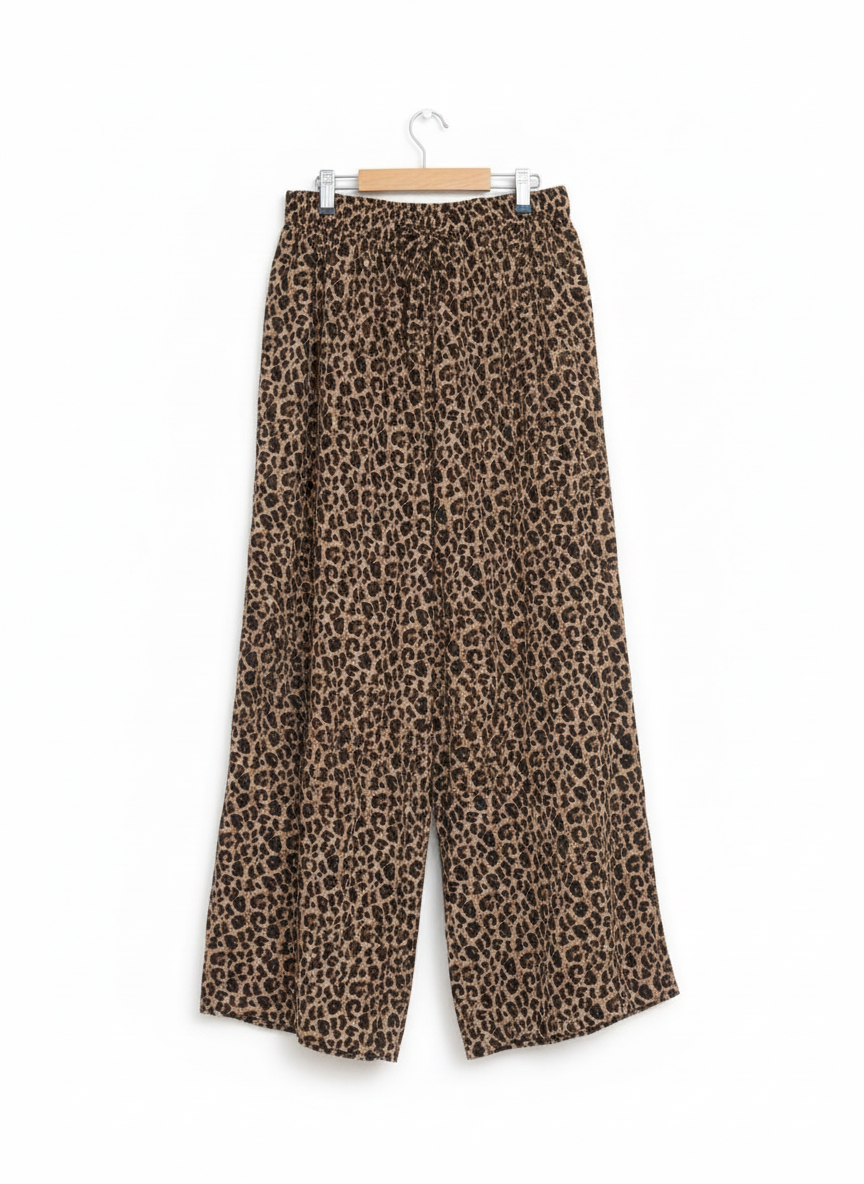 FEATHER NOISE|M|WAIST 28|Leopard Print Wide Leg Pants