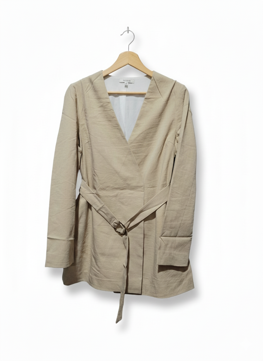 PRIMARK Light Beige Open Trench Coat Mac Tie Waist UK10 W-17 / L-29
