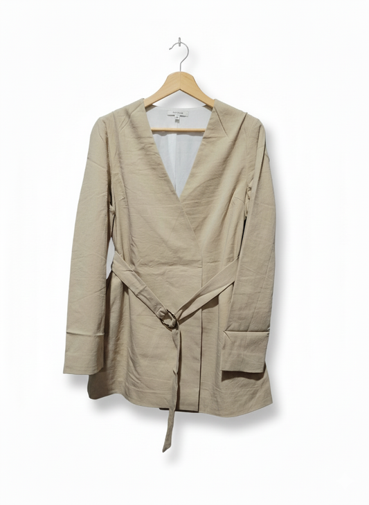PRIMARK Light Beige Open Trench Coat Mac Tie Waist UK10 W-17 / L-29