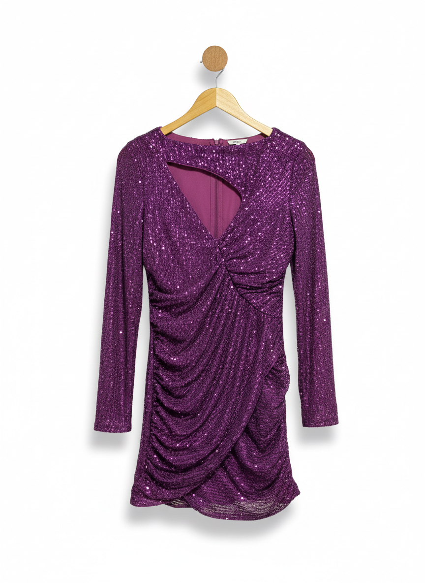 SHEIN |M| BUST 15| PURPLE SEQUIN CUT-OUT MINI DRESS