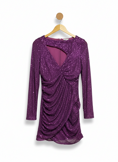 SHEIN |M| BUST 15| PURPLE SEQUIN CUT-OUT MINI DRESS