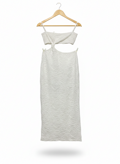 SHEIN |M| BUST 13|C5| WOMEN'S TEXTURED CUT-OUT MAXI DRESS IN WHITE