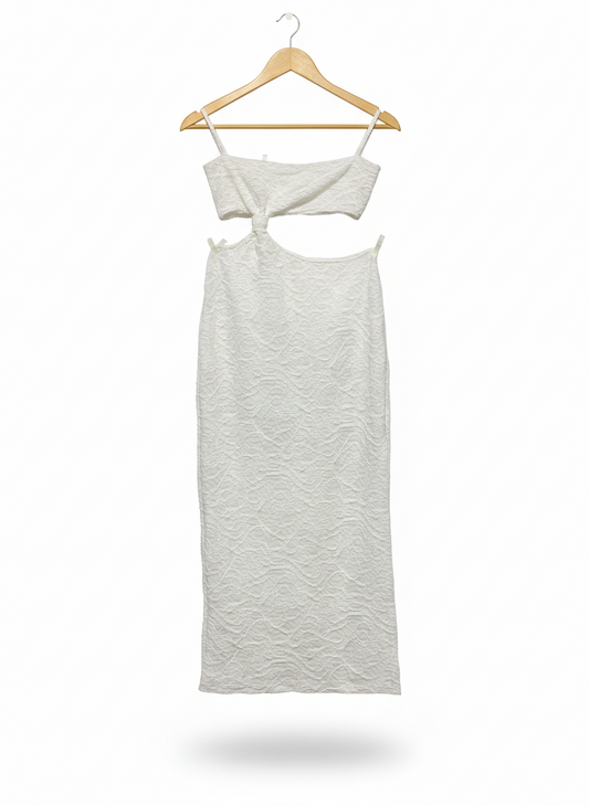 SHEIN |M| BUST 13|C5| WOMEN'S TEXTURED CUT-OUT MAXI DRESS IN WHITE