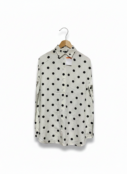 SINSAY |L| BUST 21| BLACK AND WHITE POLKA DOT SHIRT