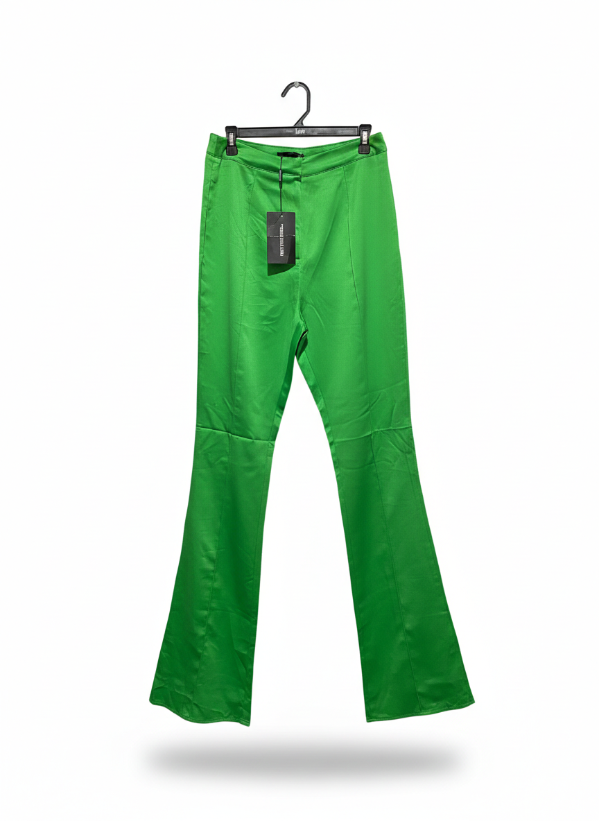 PRETTYLITTLETHING |L| WAIST 30| STRIKING EMERALD GREEN FLARED TROUSERS