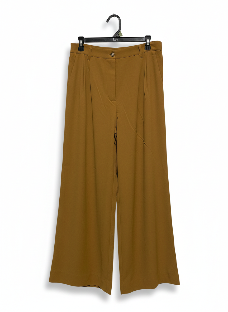 ALICE IN THE EVE |L| WAIST 30| SOPHISTICATED MUSTARD BROWN WIDE-LEG TROUSERS