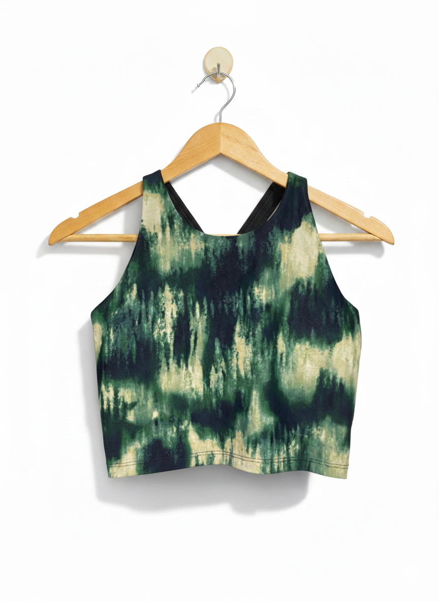 OLD NAVY |L| BUST 13|  ACTIVE GREEN TIE-DYE CROP TOP