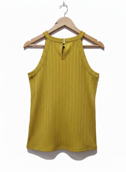 F&F Women's Mustard Yellow Sleeveless Knit Crop Top W-16 / L-25