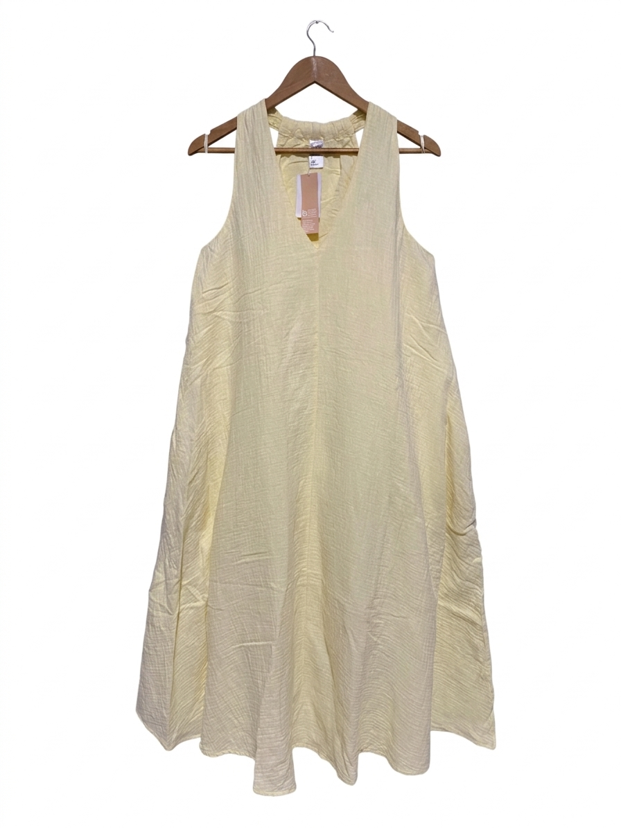 ANKO |L| BUST 20| B7| SOFT LEMON TEXTURED MAXI DRESS