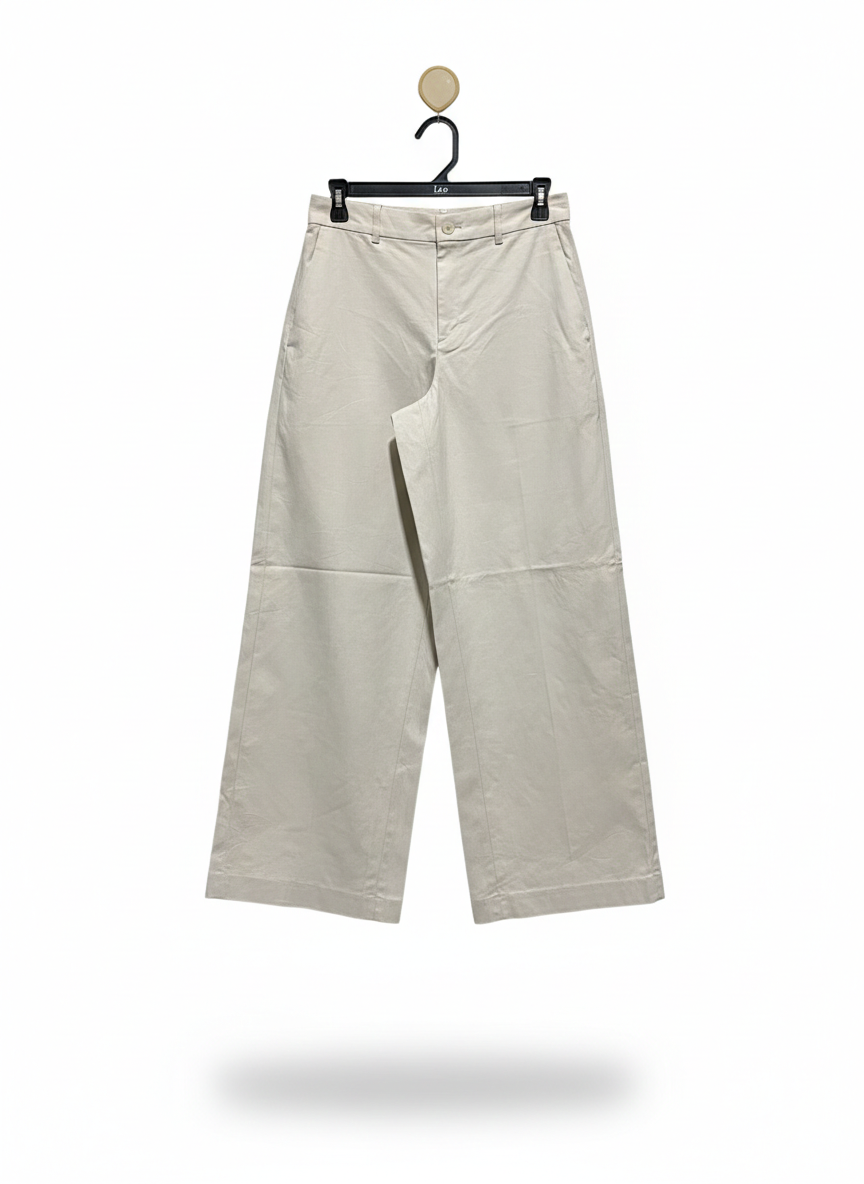 UNIQLO |S| WAIST 28| OFF-WHITE WIDE-LEG CHINO TROUSERS