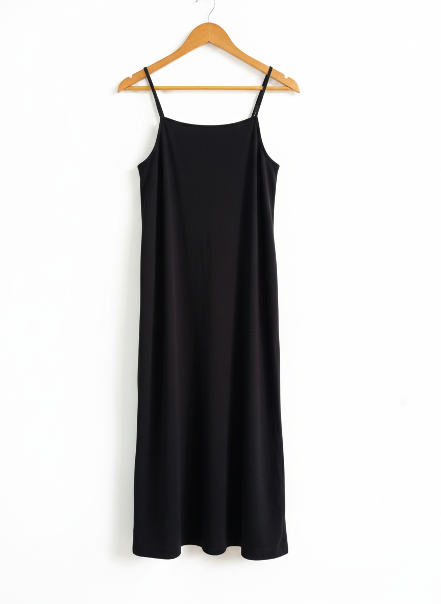 ZARA|S|BUST 14|BLACK SPAGHETTI STRAP MIDI DRESS