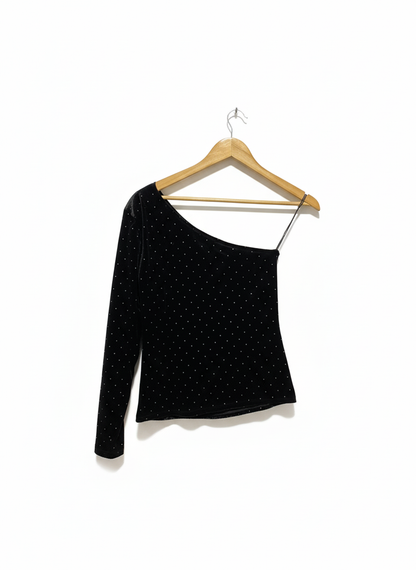 PRIMARK|S|BUST 14|Mango Asymmetrical Velvet Top with Rhinestones