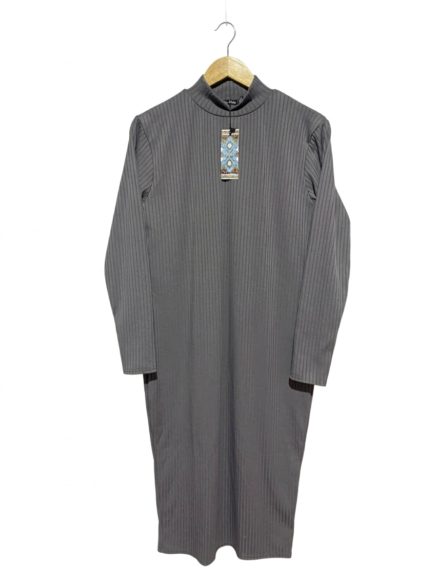 BOOHOO |M| BUST 19| B9| CLASSIC CHARCOAL GREY RIBBED MOCK NECK MAXI DRESS
