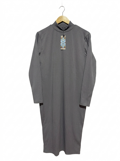 BOOHOO |M| BUST 19| B9| CLASSIC CHARCOAL GREY RIBBED MOCK NECK MAXI DRESS