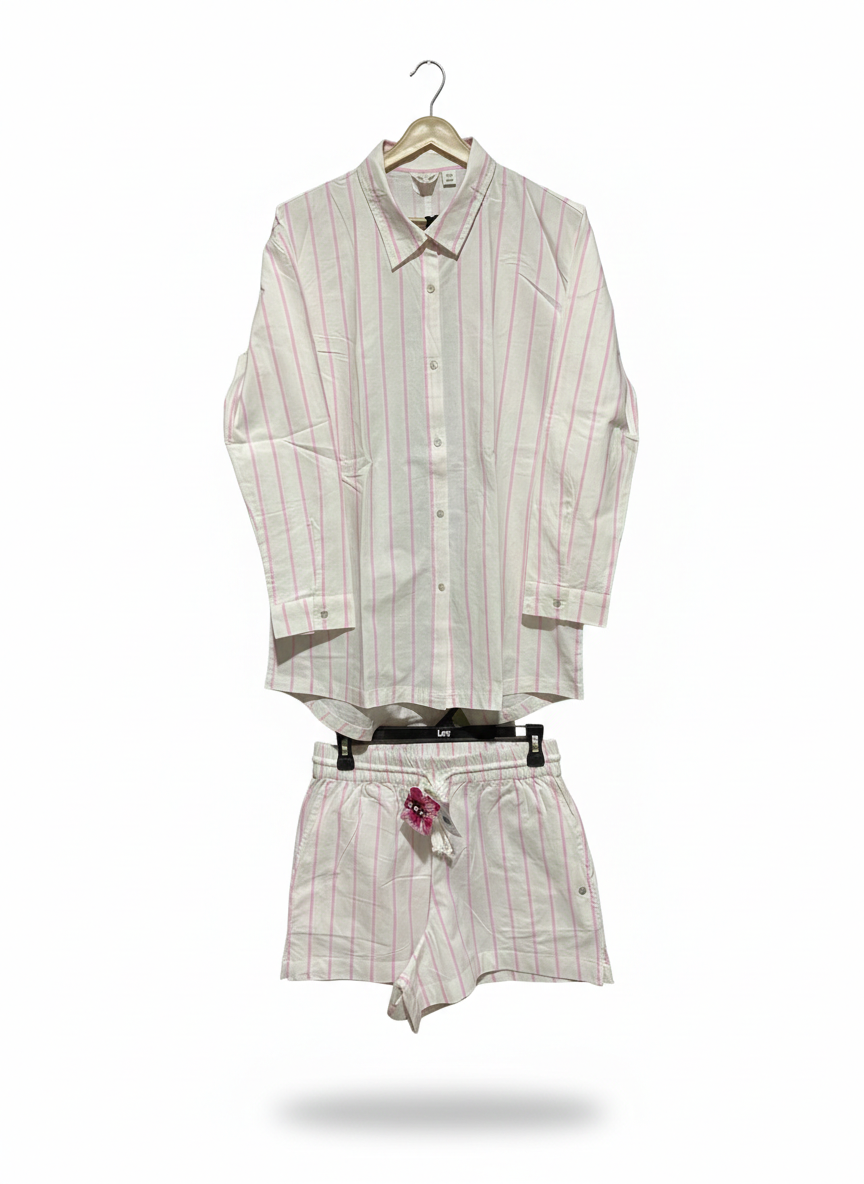 ROXY |S| WHITE AND PINK STRIPED CO-ORD SET