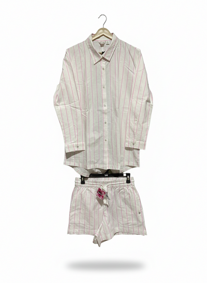 ROXY |S| WHITE AND PINK STRIPED CO-ORD SET
