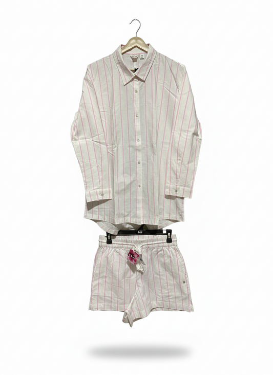 ROXY |S| WHITE AND PINK STRIPED CO-ORD SET