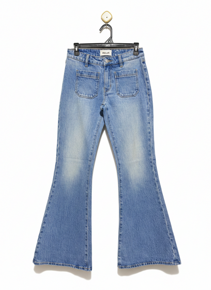 ROLLAS |M| WAIST 28| Light Blue, High-Waisted, Flared Denim Jeans