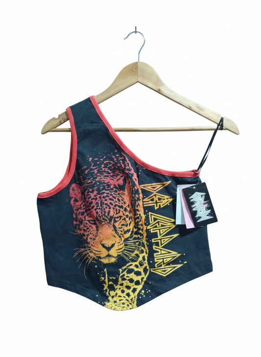 Def Leppard|M|BUST 15| One Shoulder Tank Top - Black