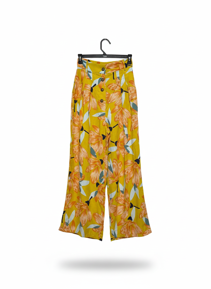 LOVE & HARMONY |S| WAIST 24| Wide-Leg Floral Print Palazzo Pants