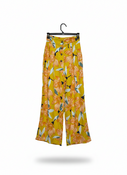 LOVE & HARMONY |S| WAIST 24| Wide-Leg Floral Print Palazzo Pants