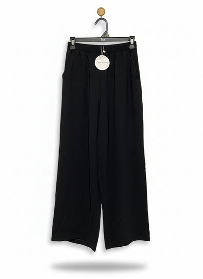 CLARA KAY |M| WAIST 26| FLOWY ELASTIC-WAIST WIDE-LEG TROUSERS