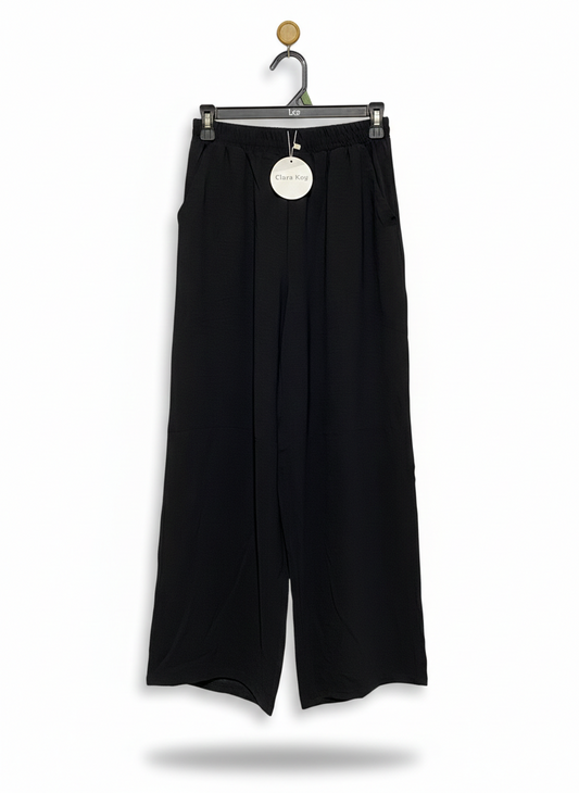 CLARA KAY |M| WAIST 26| FLOWY ELASTIC-WAIST WIDE-LEG TROUSERS