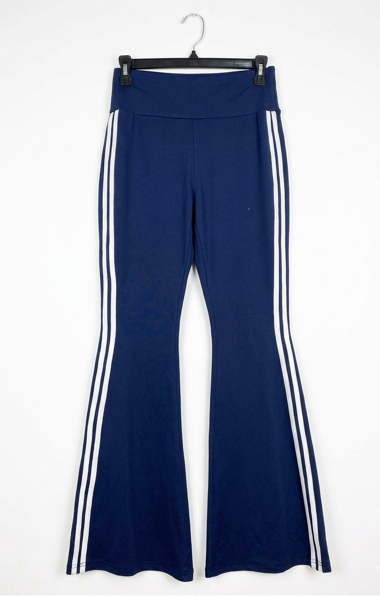 SHEIN |S| WAIST 26| B7| PREMIUM NAVY BLUE HIGH-RISE FLARED ATHLETIC PANTS WITH SIDE STRIPES