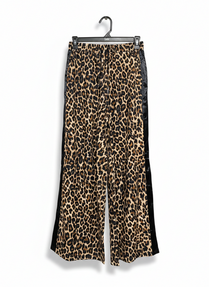 |M| WAIST 27| LEOPARD PRINT WIDE-LEG TRACK PANTS