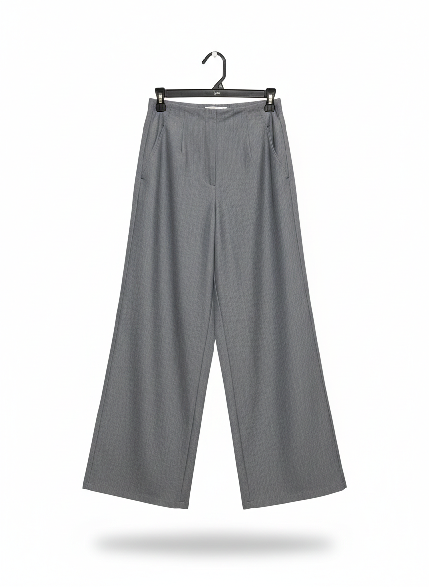 GLASSONS |S| WAIST 24|  CHARCOAL GREY TAILORED WIDE-LEG TROUSERS