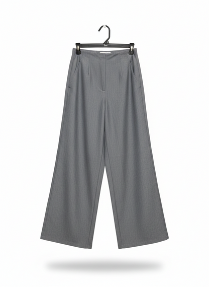 GLASSONS |S| WAIST 24|  CHARCOAL GREY TAILORED WIDE-LEG TROUSERS