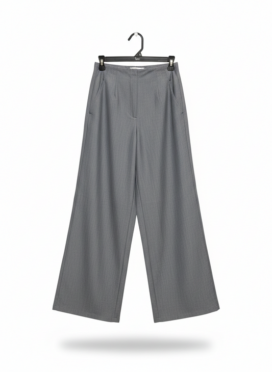 GLASSONS |S| WAIST 24|  CHARCOAL GREY TAILORED WIDE-LEG TROUSERS