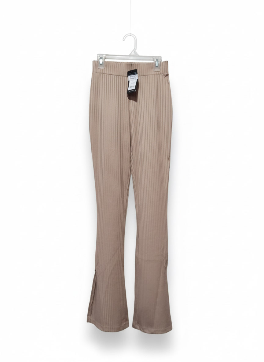 Mink Ribbed Flared Trousers | New Look W-24/ L-39