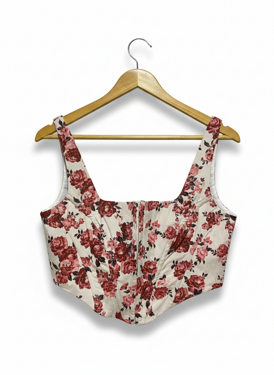 RIVER ISLAND |L| BUST 18| VINTAGE-STYLE FLORAL TAPESTRY CORSET TOP