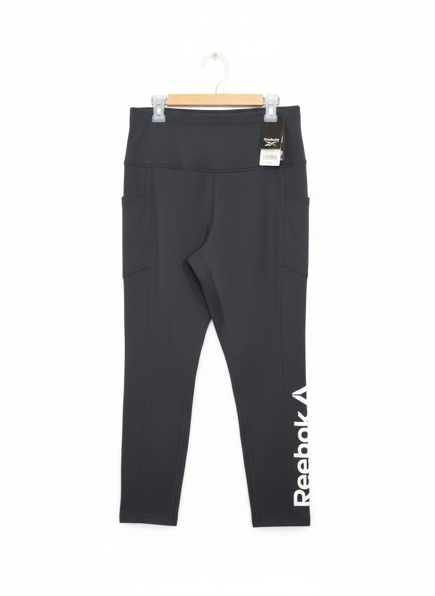 REEBOK|L|WAIST 30|Reebok Black Capri Leggings Women's with Stretch and Side Pockets