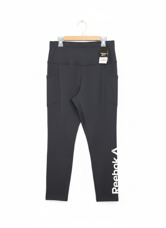 REEBOK|L|WAIST 30|Reebok Black Capri Leggings Women's with Stretch and Side Pockets