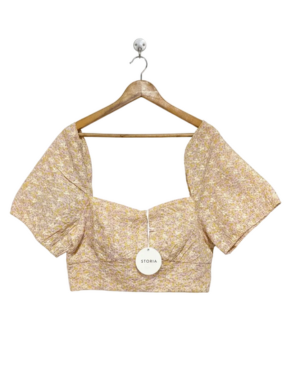 STORIA |L| BUST 19| B23| FLORAL PUFF-SLEEVE CROP TOP